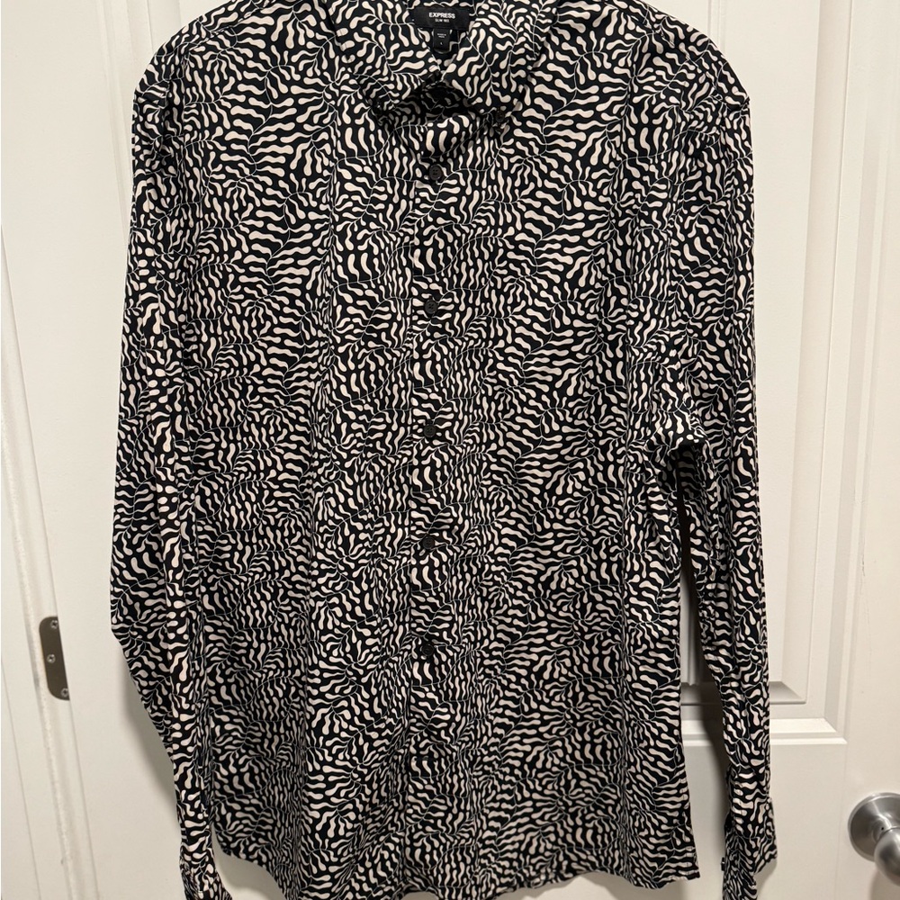 Express Black and White Abstract Men's Shirt